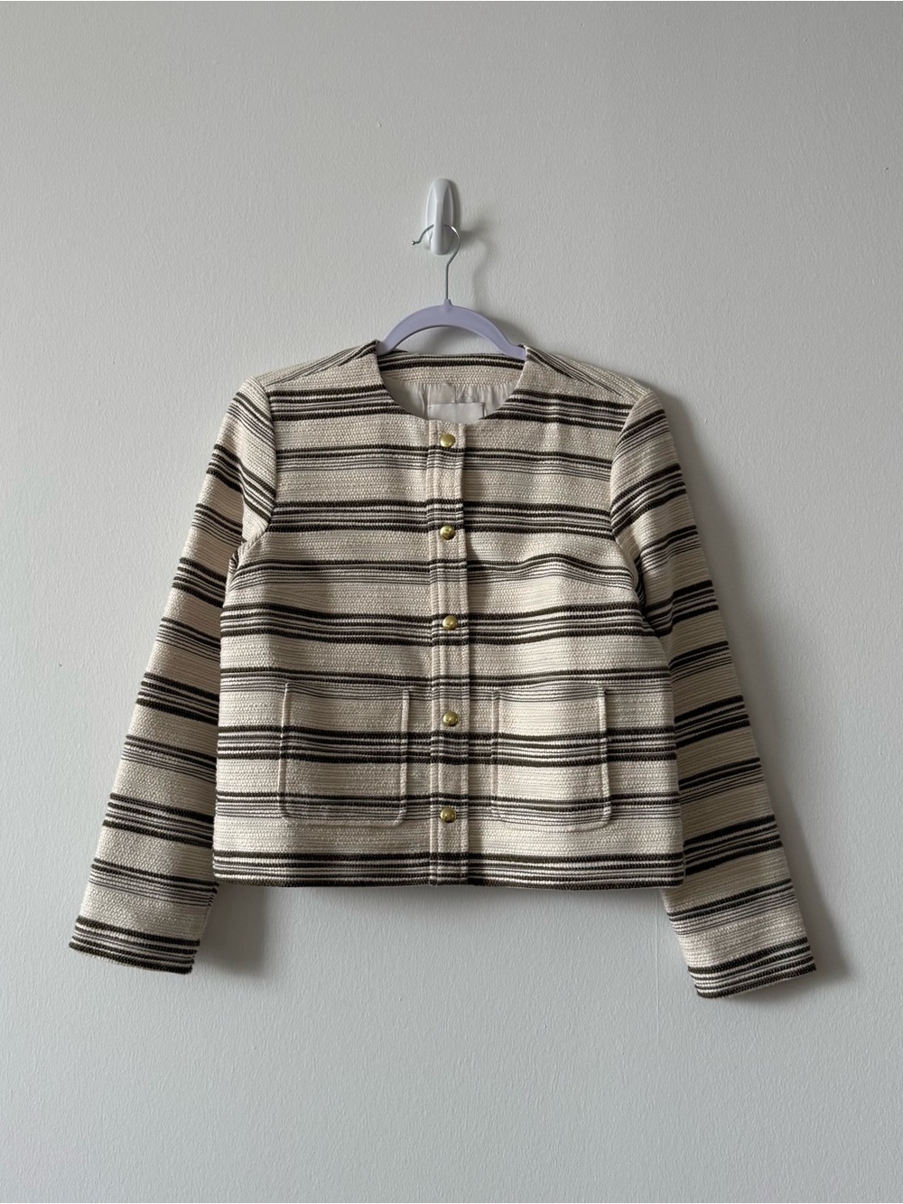 NWT Madewell Button-front jacket in striped tweed